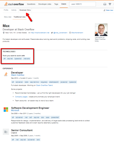 Stack Overflow Recruiting: So sieht ein Profil auf der Plattform aus