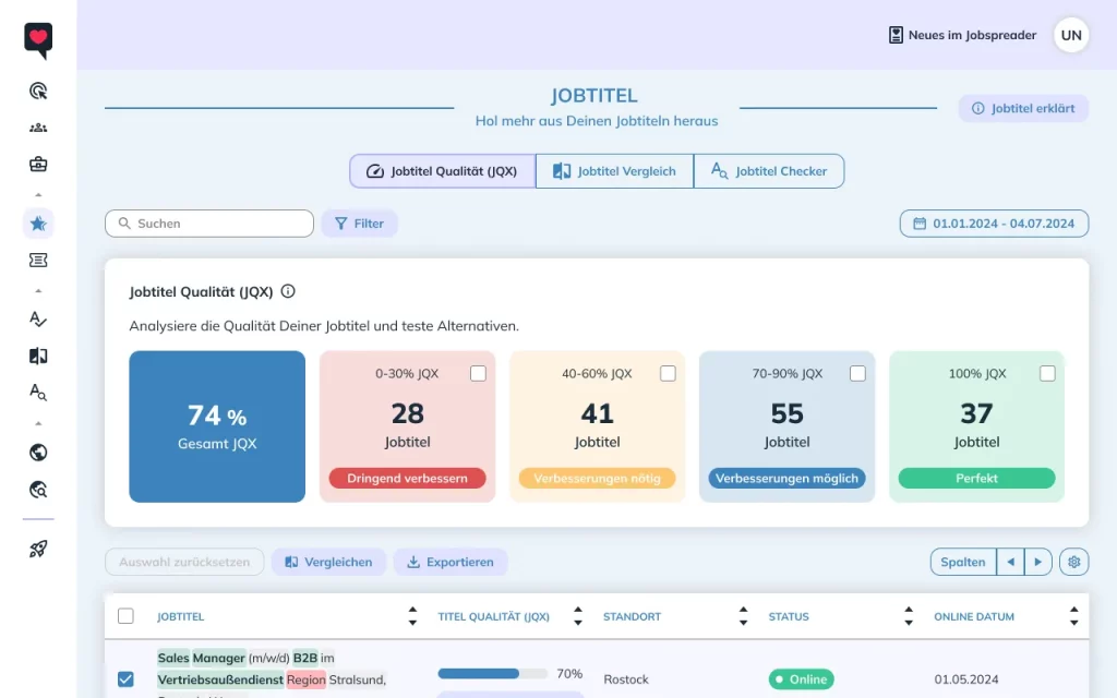 JQX jobtitel optimieren