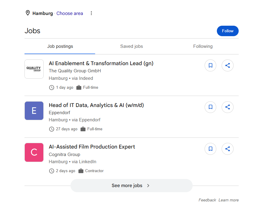 Google for Jobs Screenshot