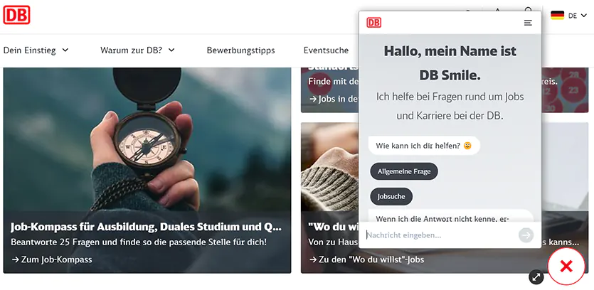 Karriere-Website der Deutschen Bahn