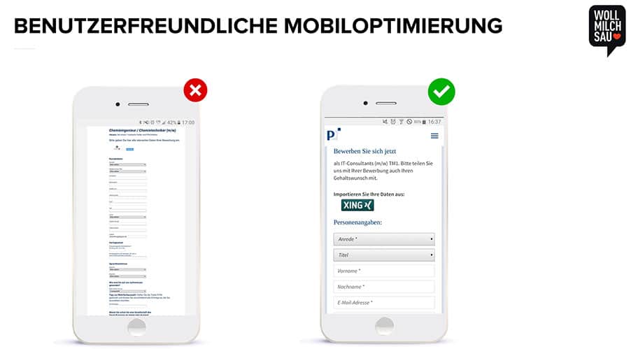 Beispiel für eine benutzerfreundliche Mobilansicht von Karriereseiten