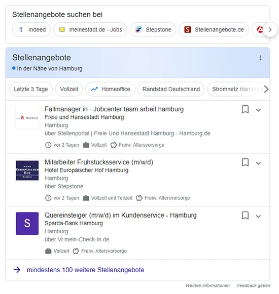 Google for Jobs Suchmaschine